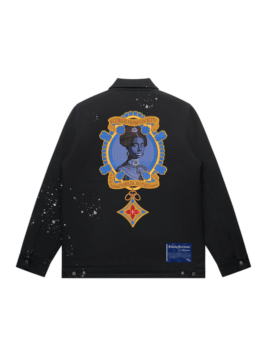 FAMILY BROOCH EMBROIDERED CANVAS JACKET